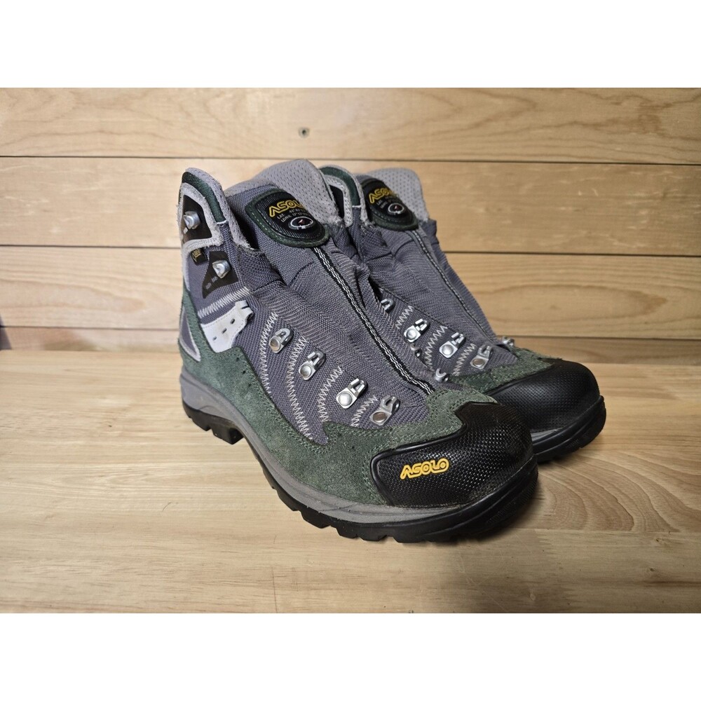 Asolo Fission GV GoreTex GTX Hiking Boots Women Gray Green Suede US 7 No Laces